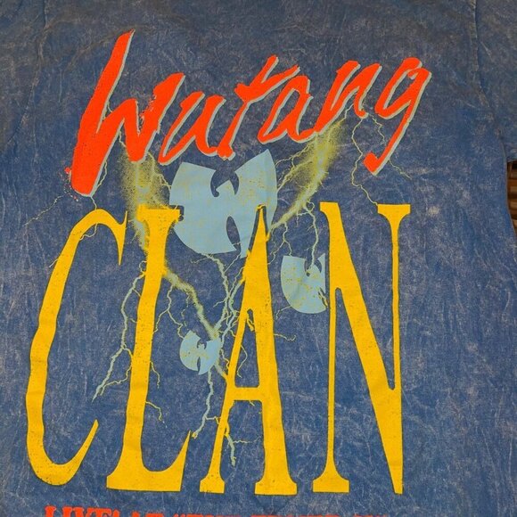 Wu Tang Clan Mens Tee Shirt Size Medium Blue Acid Wash Pure Cotton New - Picture 6 of 8